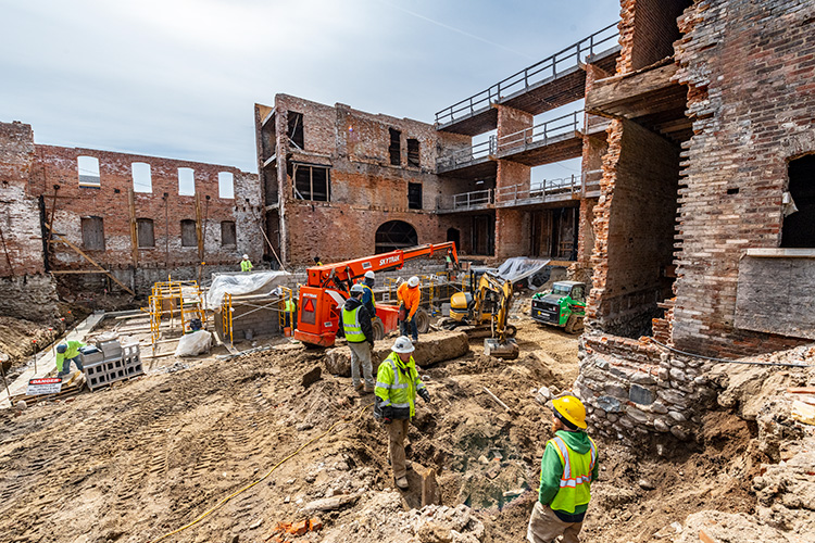 Construction at the Thompson Block redevelopment on April 2, 2018