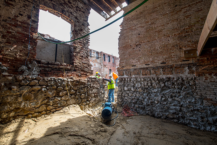 Construction at the Thompson Block redevelopment on April 2, 2018