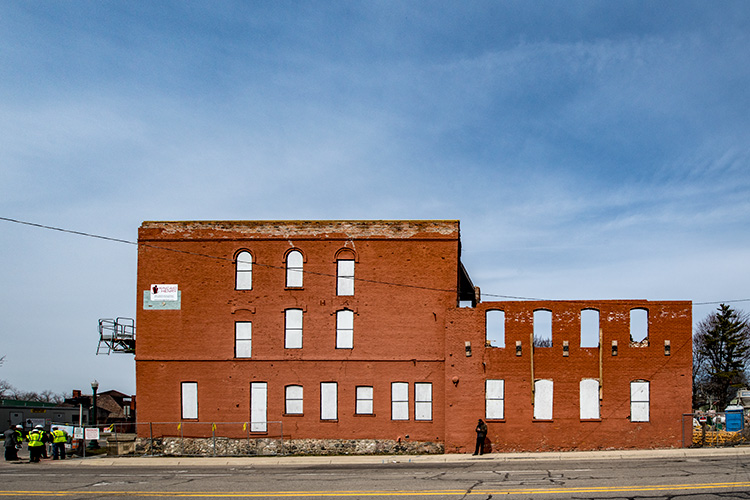 Construction at the Thompson Block redevelopment on April 2, 2018