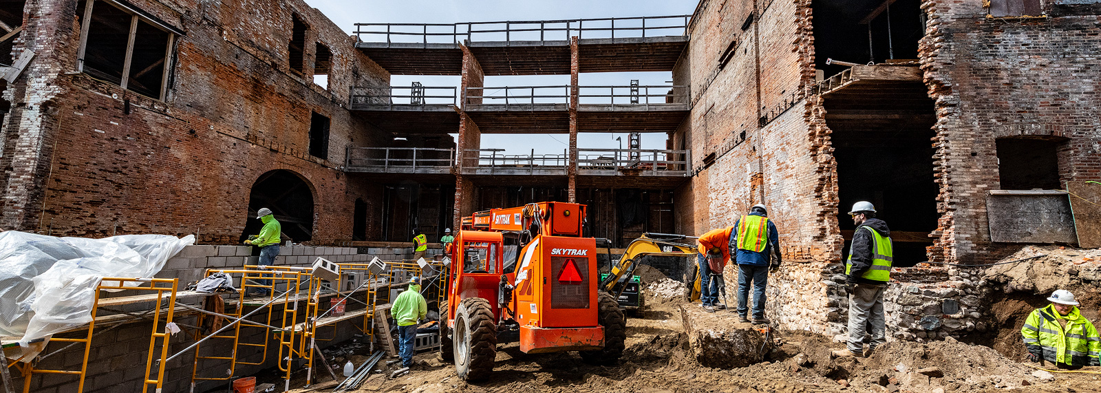 Construction at the Thompson Block redevelopment on April 2, 2018