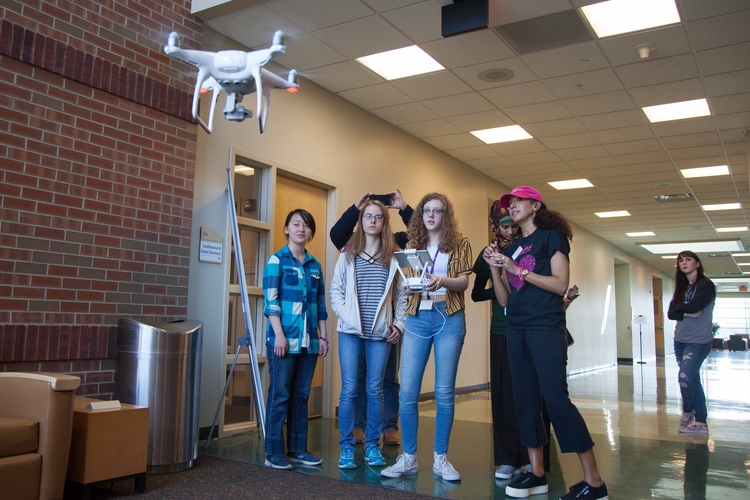 Girls participate in activities at the Digital Divas event.