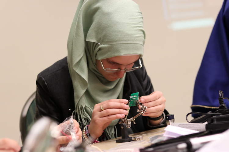 Girls participate in activities at the Digital Divas event.