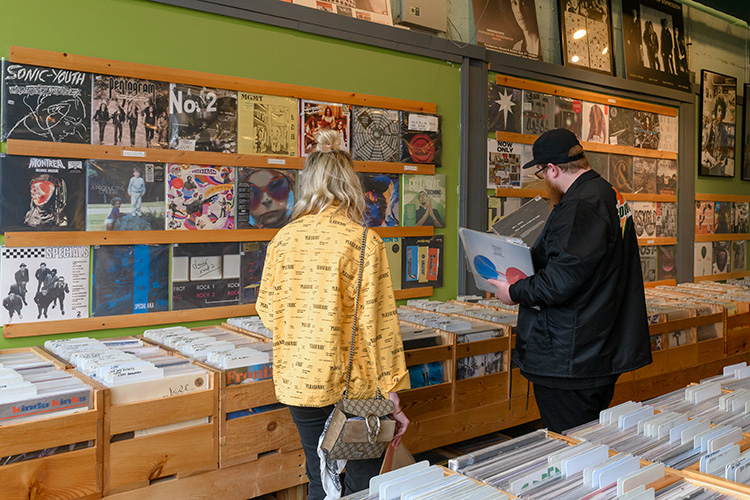 Customers shopping at Underground Sounds