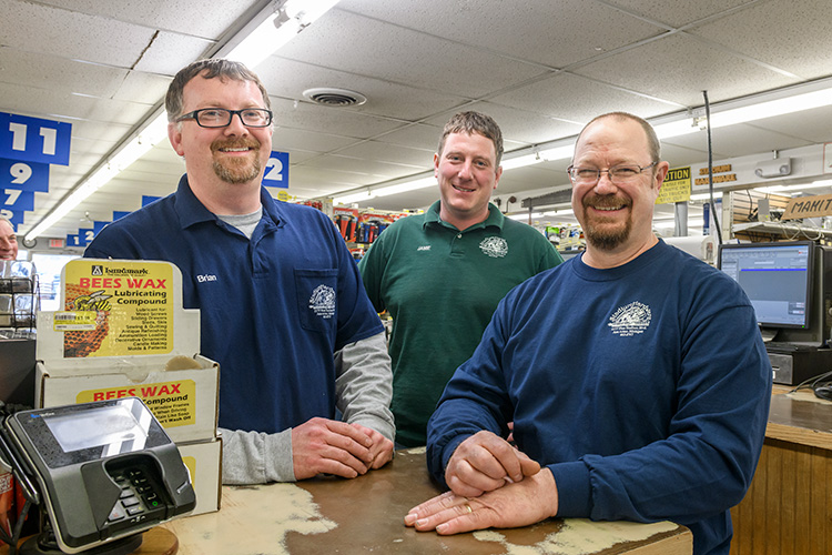 Stadium Hardware owners Brian Bennink, Jamie Brustad and Skip Hackbarth