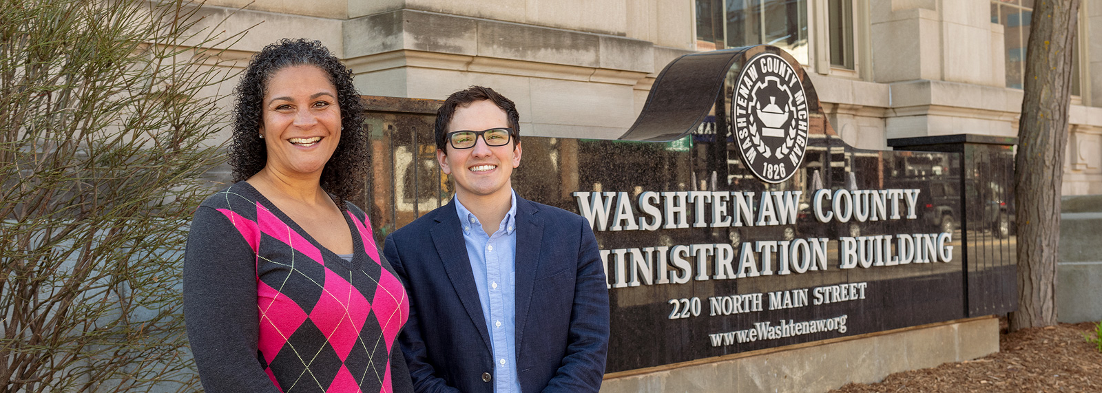 Washtenaw County Commissioners Felecia Brabec and Jason Morgan