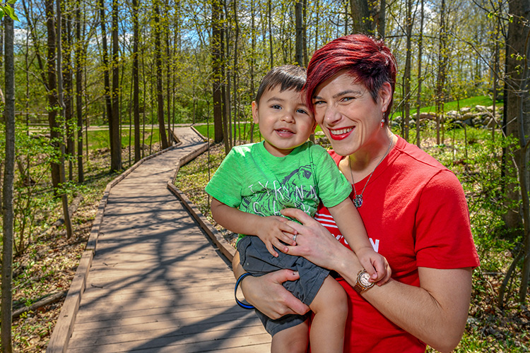 Celeste Kanpurwala of Moms Demand Action for Gun Sense in America with her son Noah