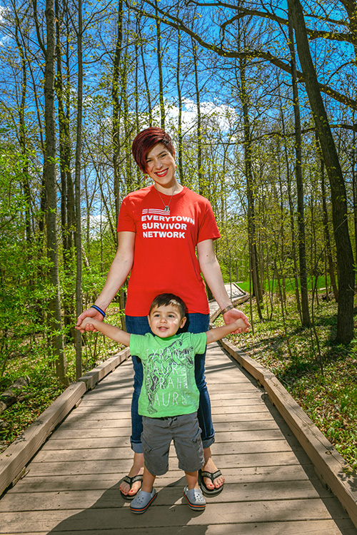 Celeste Kanpurwala of Moms Demand Action for Gun Sense in America with her son Noah