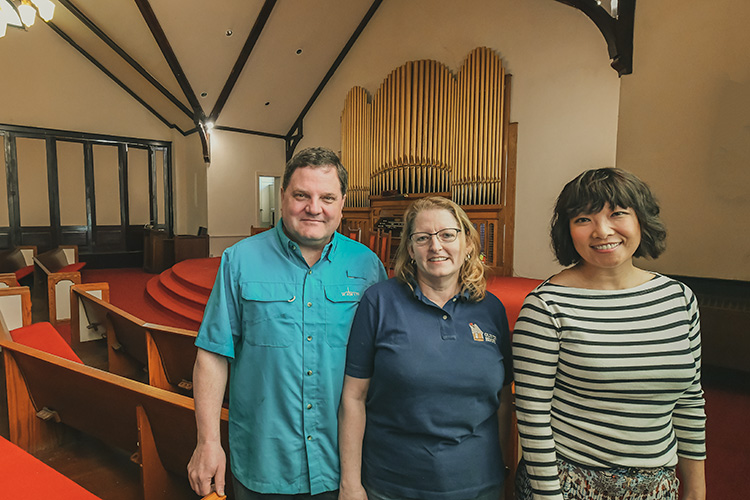 Steve Pierce, Maggie Brandt and Yen Azzaro at  First Congregational United Church of Christ