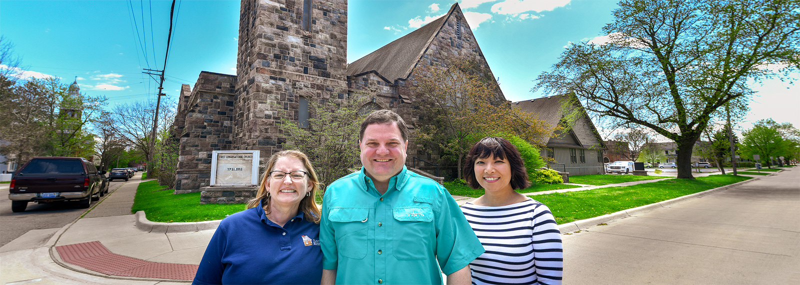 Maggie Brandt, Steve Pierce and Yen Azzaro at First Congregational United Church of Christ