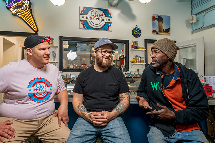 Rob Hess, Eric Mullins and Melvin Parson at Go! Ice Cream