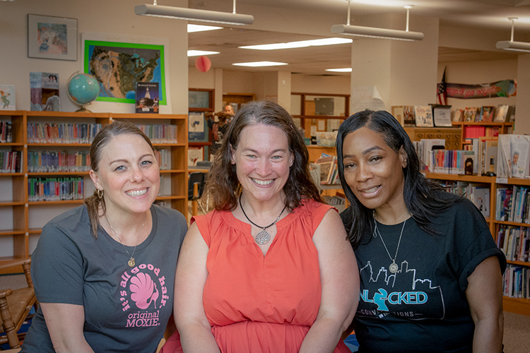 Kelly Mickel, Jody O'Bryan and Cheyenne Turner at Erickson Elementary