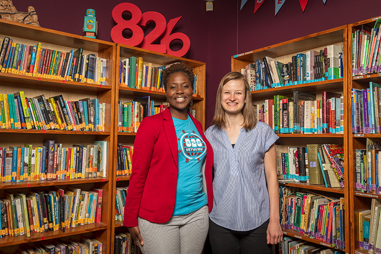 Naimah Wade and Megan Gilson at 826michigan's Ann Arbor location