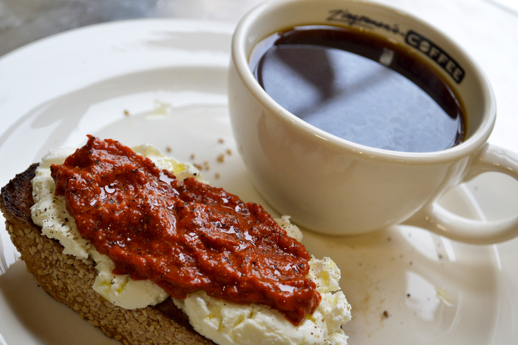 Coffee and toast at Zingerman's Coffee Co.