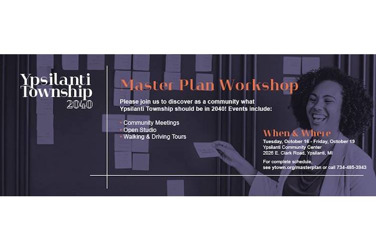Flyer for Ypsilanti Township's masterplan workshop