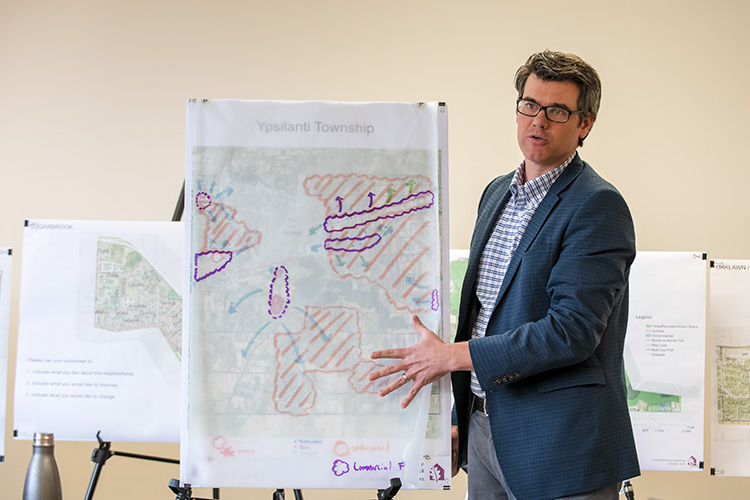 Ben Carlisle of Carlisle/Wortman Associates at an Ypsilanti Township 2040 master plan workshop