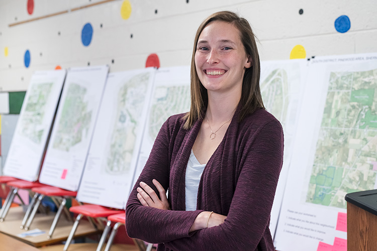 Charter Township of Ypsilanti Planning & Development Coordinator Charlotte Wilson at an Ypsilanti Township 2040 master plan workshop