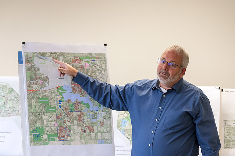 Chris Nordstrom of Carlisle/Wortman Associates at an Ypsilanti Township 2040 master plan workshop