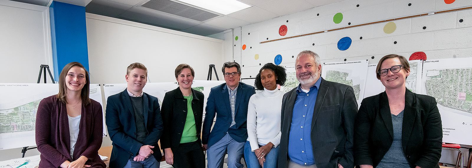 Charlotte Wilson, Tyler Lasser, Megan Masson-Minock, Benjamin Carlisle, Crystal Campbell, Chris Nordstrom and Sara Jo Shipley at an Ypsilanti Township 2040 master plan workshop