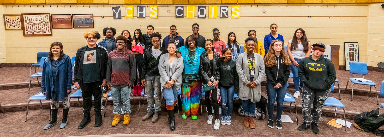 YCHS Choir Teacher Crystal Harding with her first period class