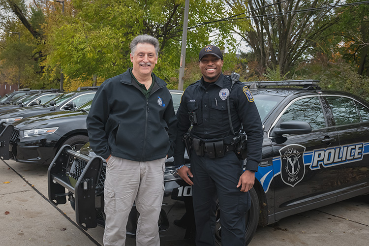Ypsilanti police chief Tony DeGuisti and officer Jamonte Horton