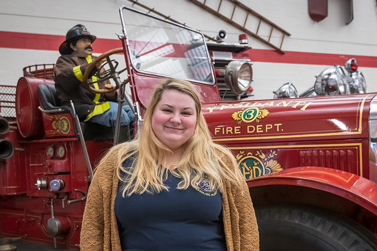 Michigan Firehouse Museum assistant Taylor Mull