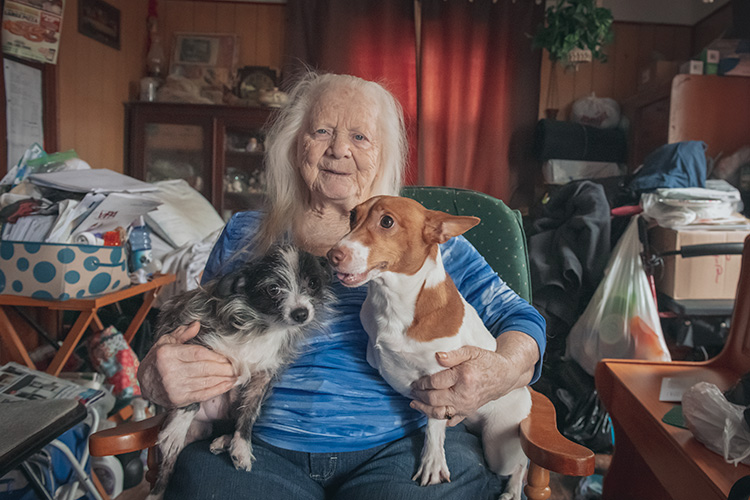 Marilyn France at home with her dogs