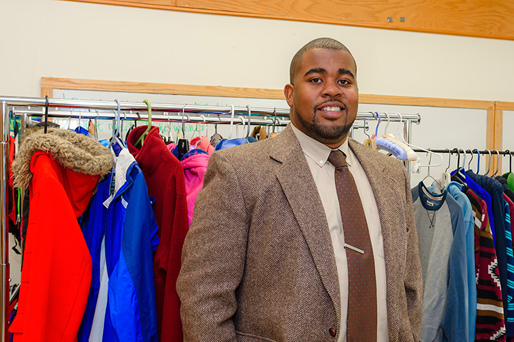 Marquan Jackson at the YCS Clothes Closet in 2018.