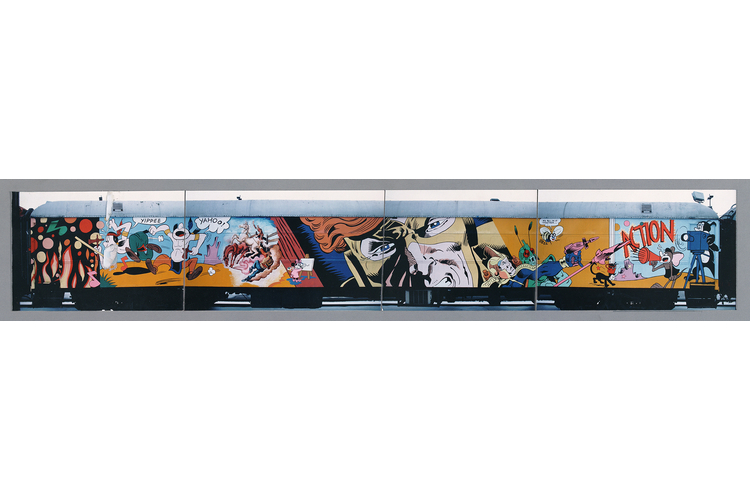 Photographs of an Artrain mural by Harry Chalfant.