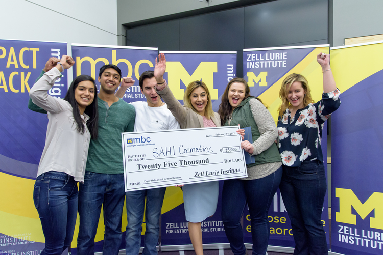 Winners of the 2017 Michigan Business Challenge, one of U-M's programs for entrepreneurship students.