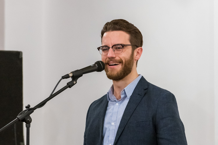 Concentrate Managing Editor Patrick Dunn hosting the Ypsi Storytelling Night