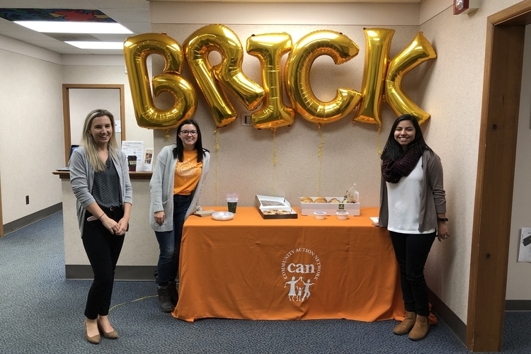 Engage @EMU graduate assistant Juliane Vogl, CAN VISTA leader Paige Ampey, and CAN director of development Frankie Moore at a Brick Elementary walkthrough event.