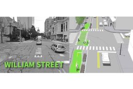 Concept art for the William Street protected bike lane.