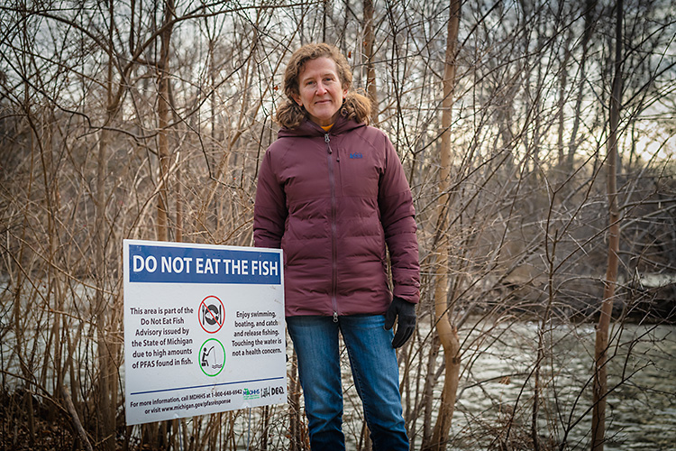 Huron River Watershed Council Executive Director Laura Rubin at Island Park on the Huron River