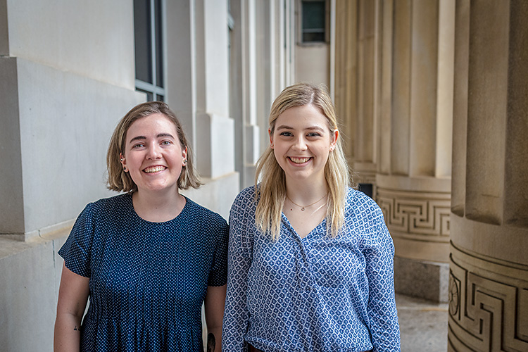 Lauren Schandevel and Griffin St. Onge of Affordable Michigan at Angell Hall