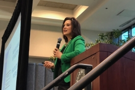 Michigan Gov. Gretchen Whitmer speaks at the Workforce Pipeline Summit.