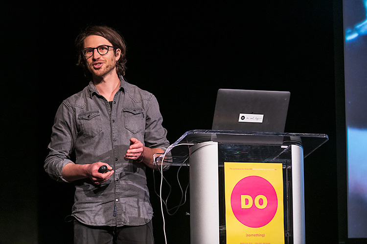 Keynote speaker Ivan Cash at the DO (something) conference at Riverside Arts Center.