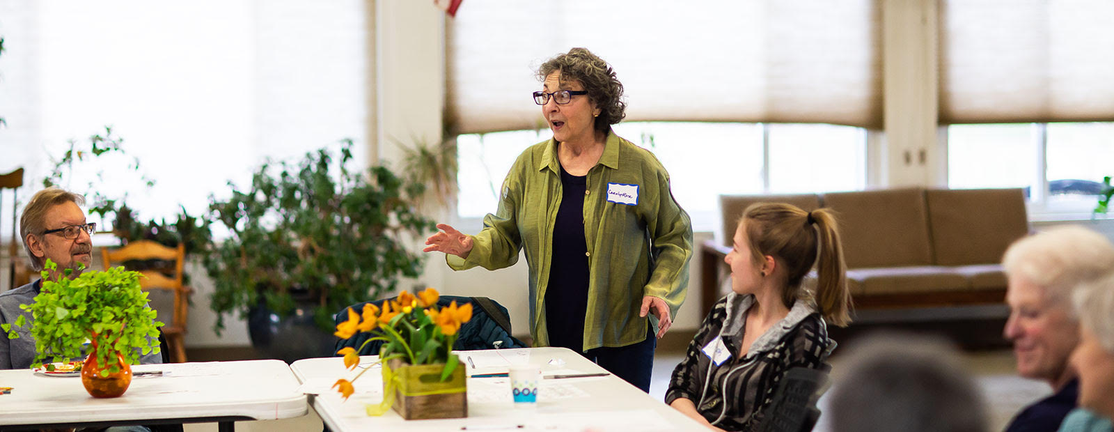 CarolynRose Stone speaks at the Ypsilanti Senior Center's Memory Cafe.