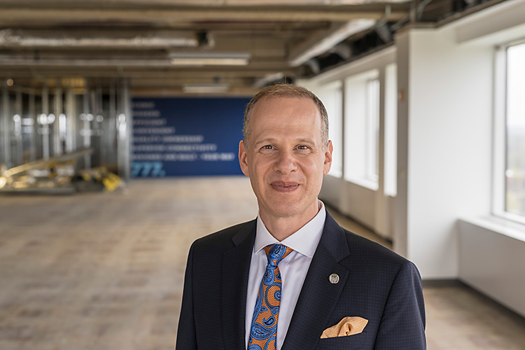 Oxford Companies CEO Jeff Hauptman in the future Oxford offices on the 8th floor of 777 E. Eisenhower.
