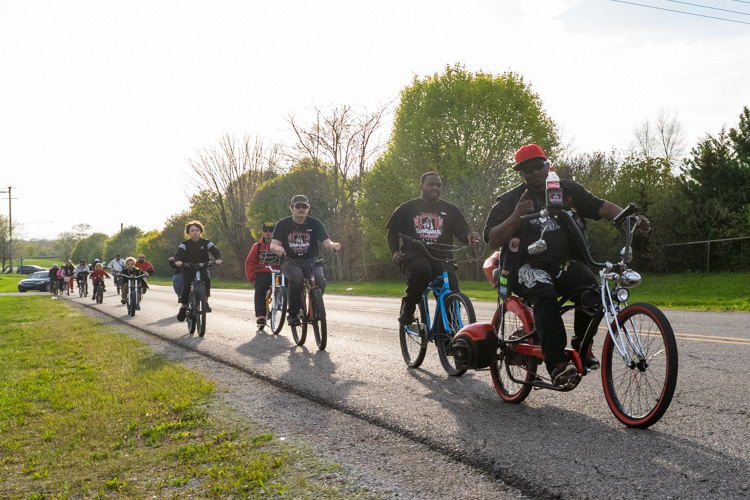 The Wolfpack Cruiserz 2019 kickoff ride meetup at Gault Village.