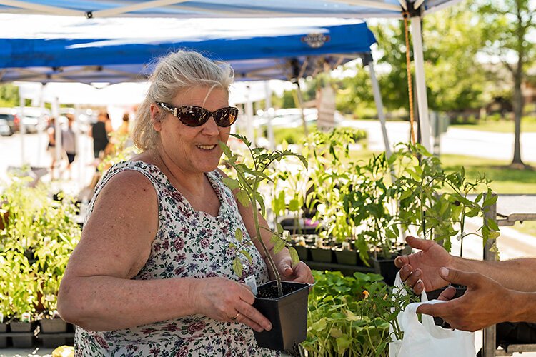 Prescription for Health client Kathy Clair at the Pittsfield Township Farmers Market.