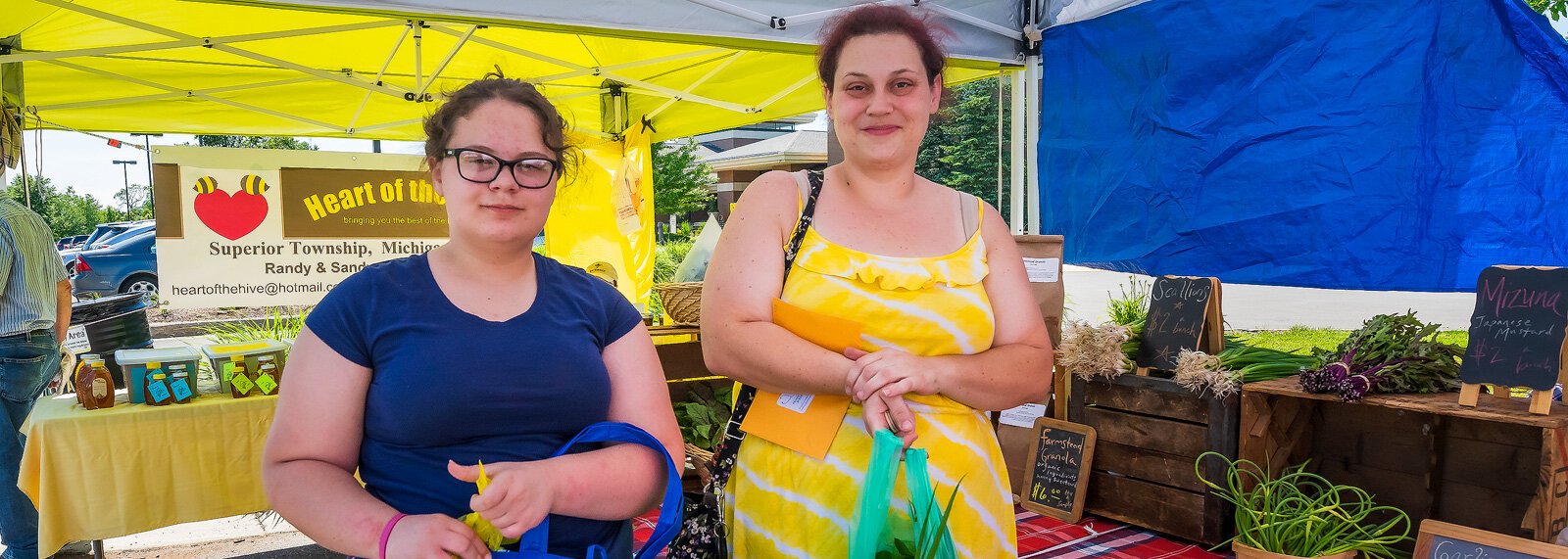 Prescription for Health clients Star and Amber Haag at the Pittsfield Township Farmers Market.