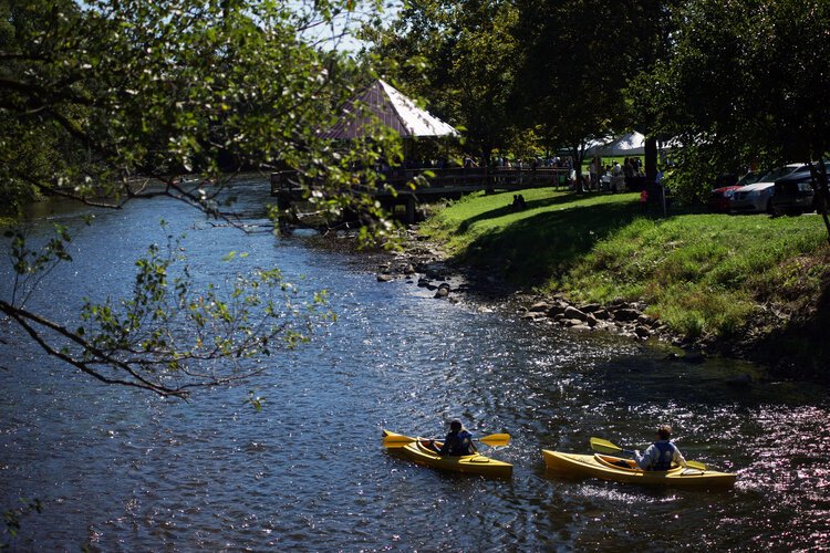 Paddlers at Ypsi Fall River Day in 2018.