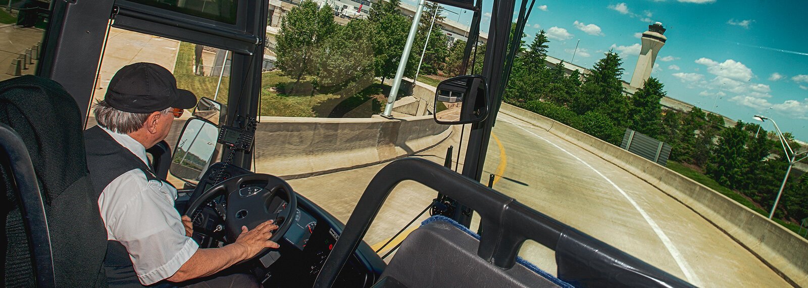 The Michigan Flyer bus arriving at Detroit Metro Airport