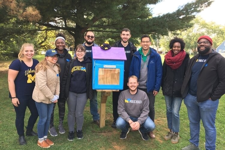 One of three Little Free Libraries that U-M students helped build in Sugarbrook.