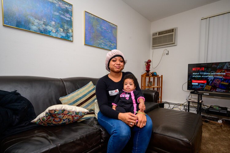 Britanni Brooks and her daughter Sunnii Johnson after House N2 Home furnished her apartment.