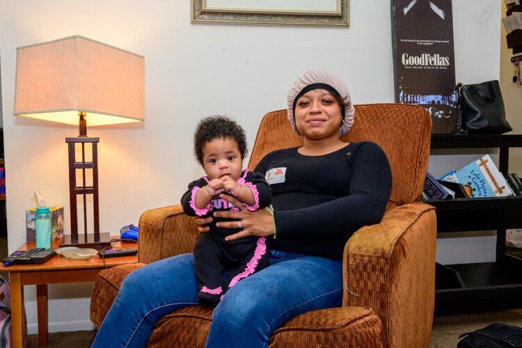 Britanni Brooks and her daughter Sunnii Johnson after House N2 Home furnished her apartment.