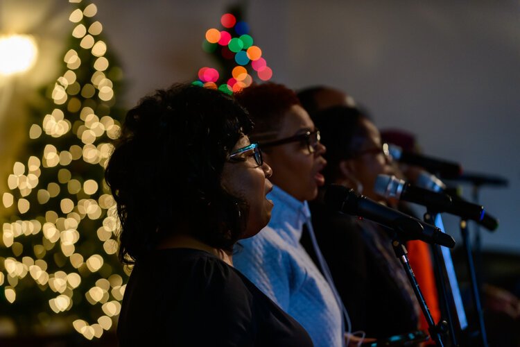 The Christian Love Fellowship worship team at a practice.