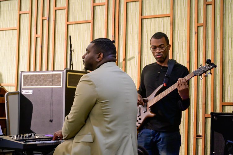 The Community Church of God band backing the Men's Choir.