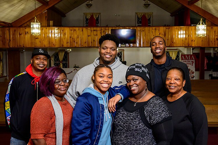 Worship Leader Andre Chatmon with the Praise Team during pratice at Fresh Start Church.