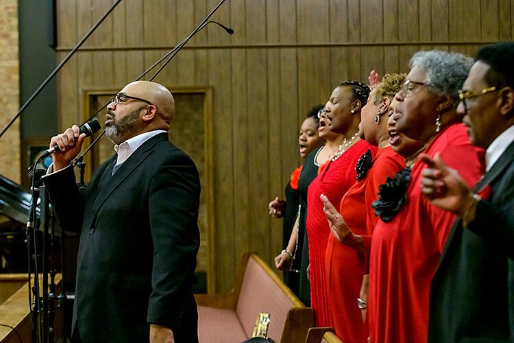 Pastor George Waddles, Jr. at a Christmas Concert at Second Baptist Church.